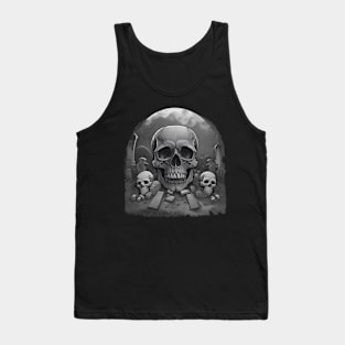 spooky skull tombstone Halloween Tank Top